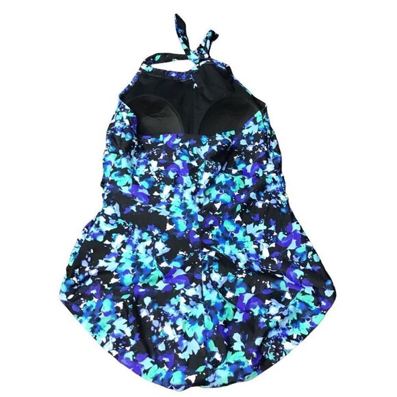 Speedo Blue Floral Halter Bathing Suit - Picture 3 of 10